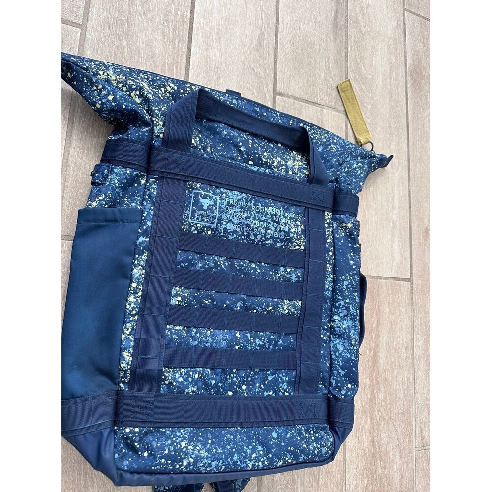 Under Armour Project Rock Duffle Backpack 21.9L Blue Splatter Gym Bag 1364189